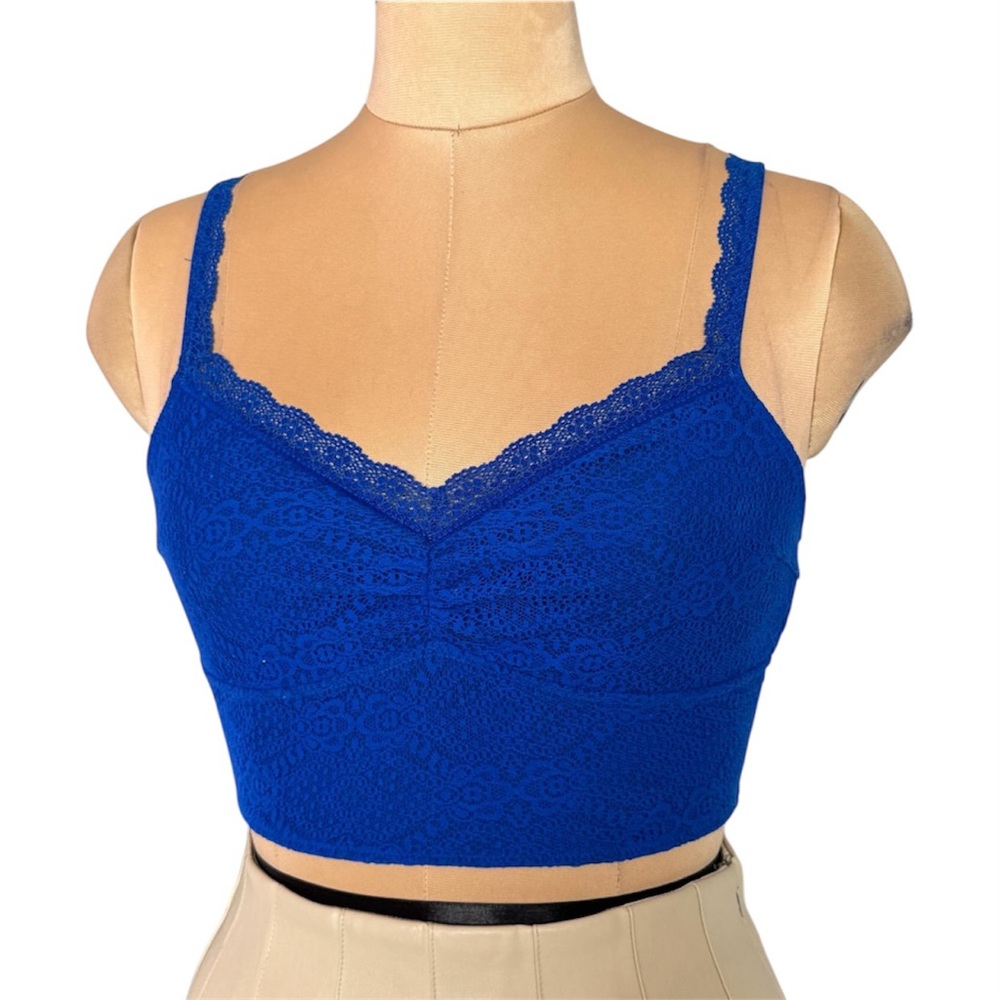 Gilly Hicks Unlined Floral Lace Bralette Crop Top Blue Women Size Small - Medium